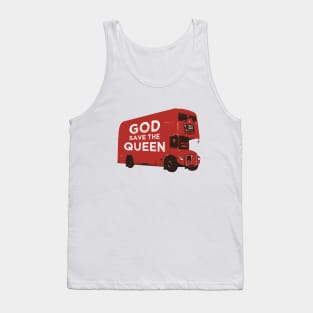 God save the Queen design on a red London bus Tank Top